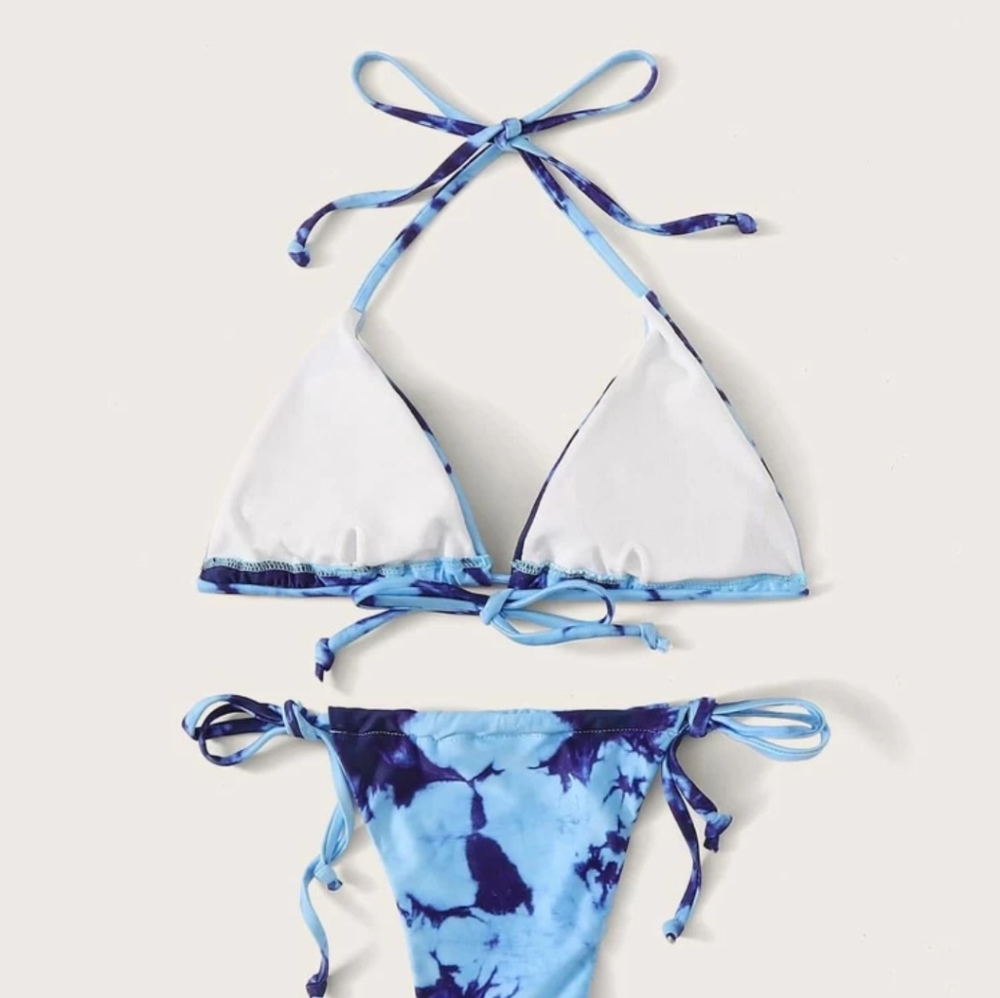 💙NWT Blue Tie Dye Halter Bikini Set💙 - Picture 3 of 5